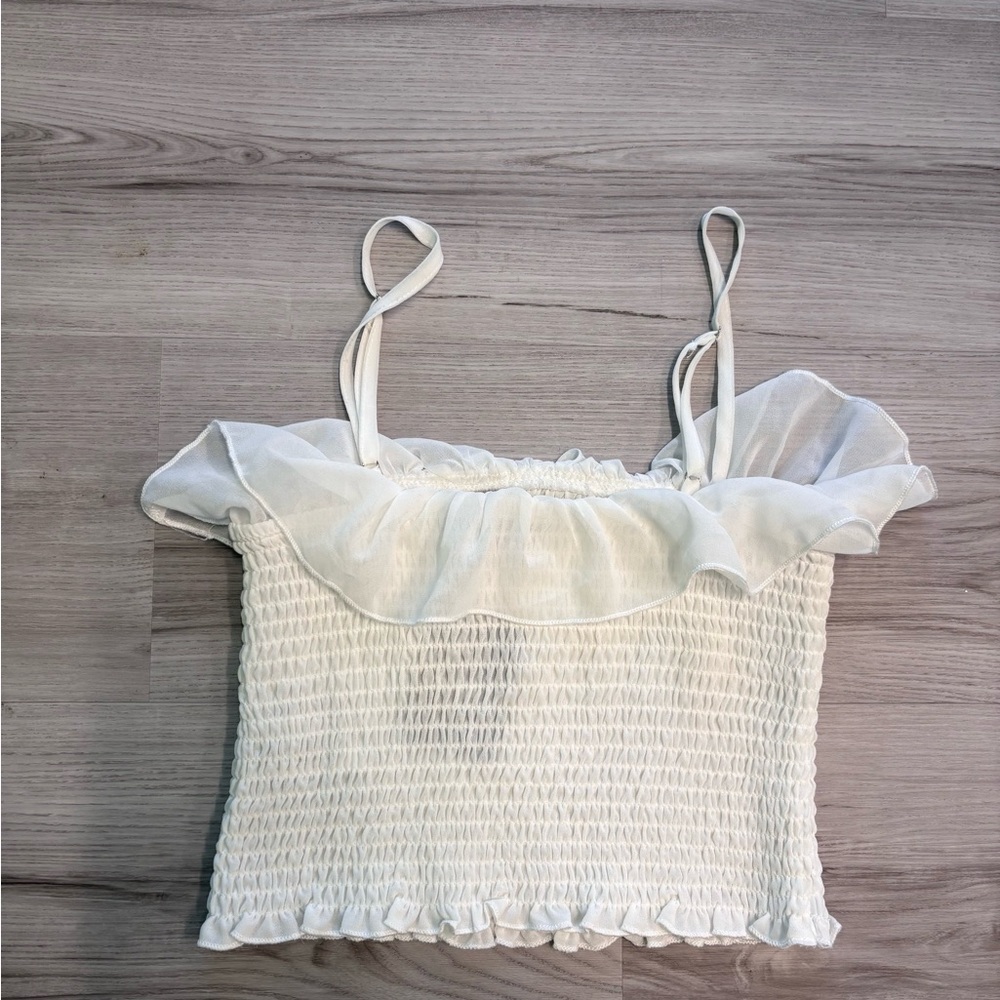 Forever 21 White Ruffle Smocked Camisole - Picture 2 of 5
